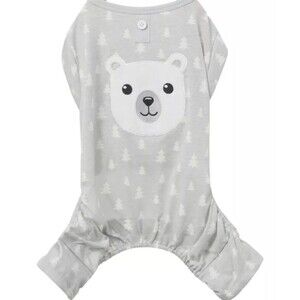 Wag-A-Tude Polar Bear Face Dog Pajamas One Piece Outfit Pajamas Puppy Sz L NWT!